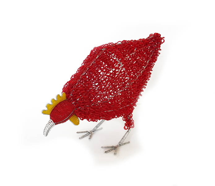 bead & wire chicken - red - 1